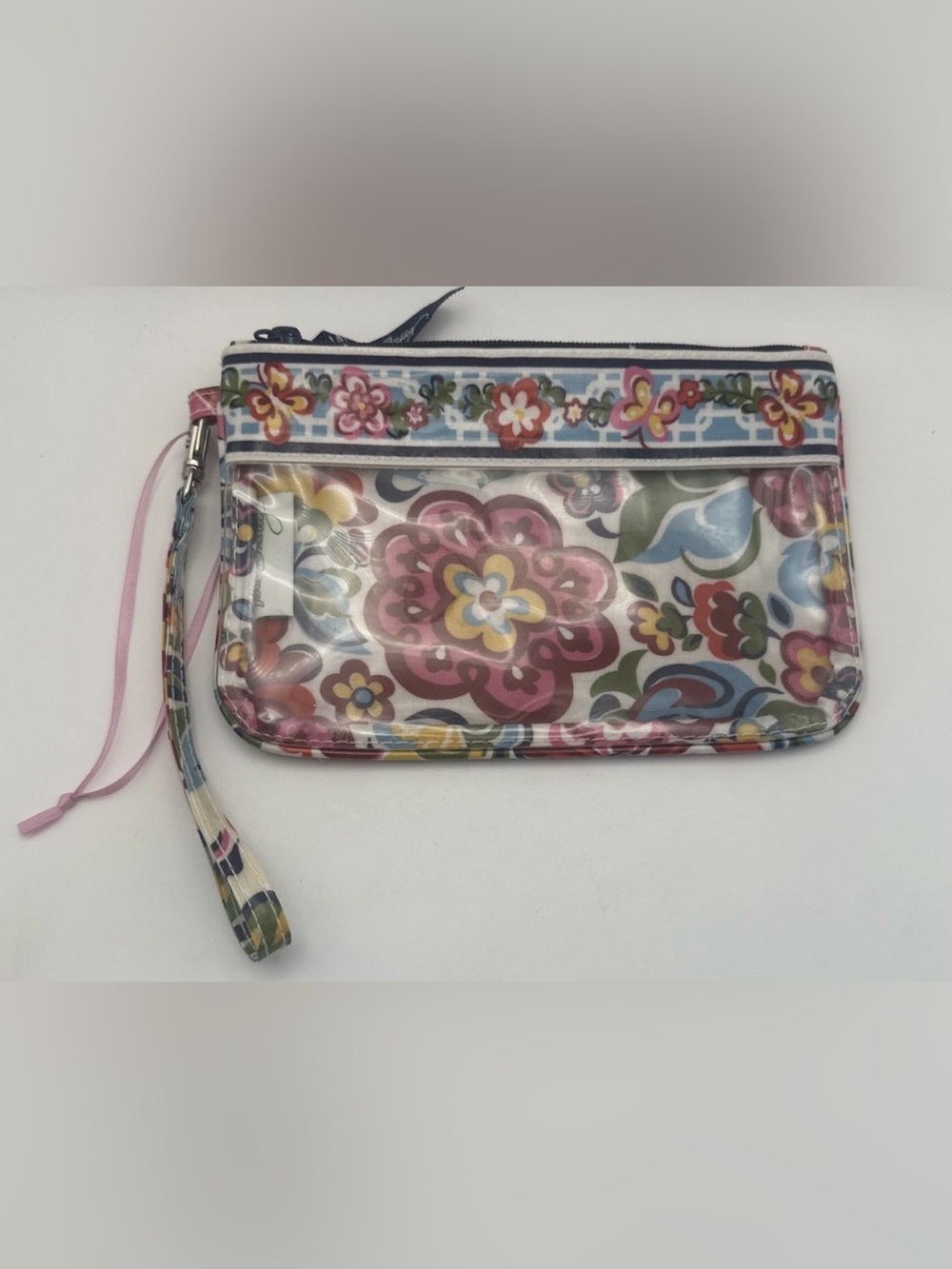 Vera Bradley HOPE GARDEN Clear Wristlet Wallet Cosmetic Purse New Without Tags